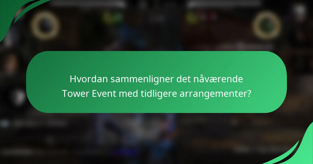 Hvordan sammenligner det nåværende Tower Event med tidligere arrangementer?